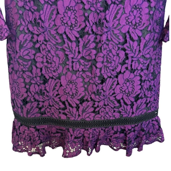 Eliza J Bell Sleeve Lace Shift Dress with Ruffled Hem - Picture 7 of 10